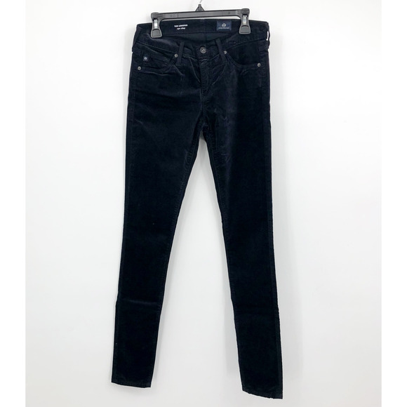 AG ADRIANO GOLDSCHMIED The Legging Velvet Jeans 24R US 00 Black Skinny NWT - Picture 4 of 13